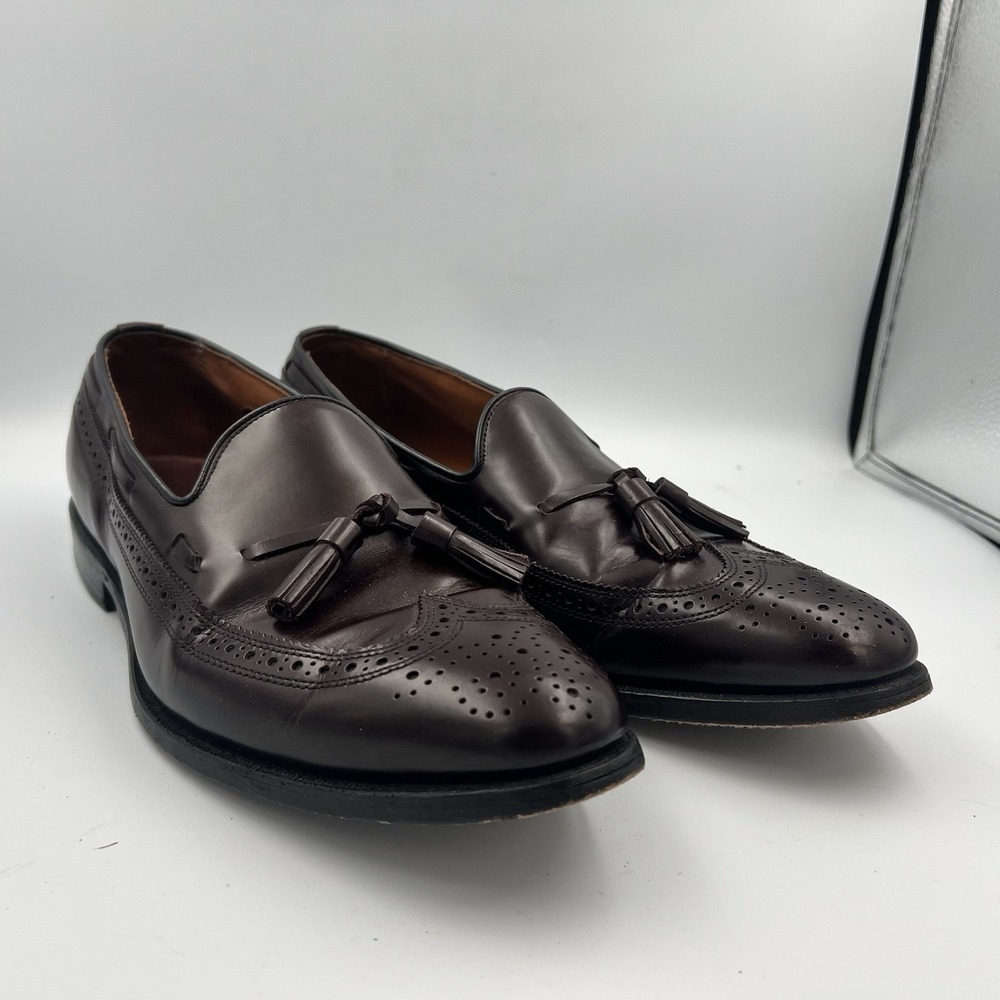 Allen Edmonds 8587 Manchester Wingtip Burgundy Leather Tassel Loafers USA 11D